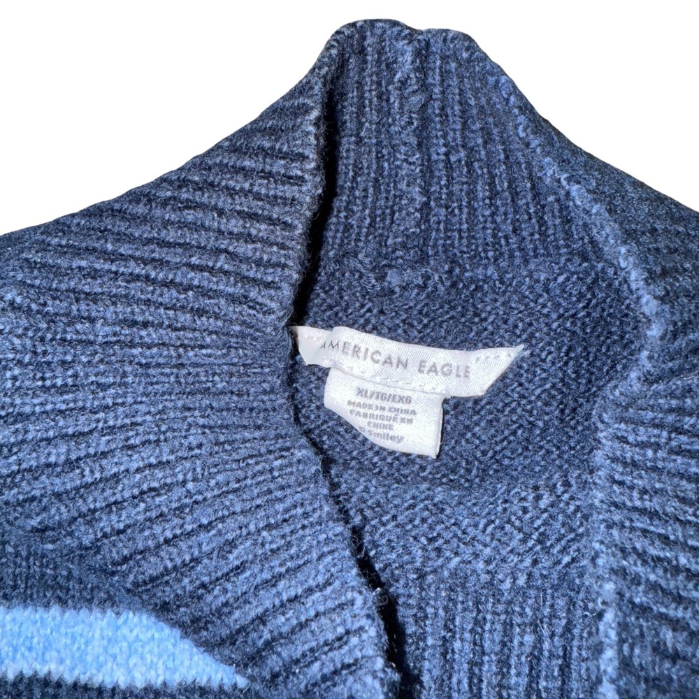 American Eagle Outfitters  Smiley Face Mock Neck Sweater Navy Blue Womens XL - Picture 4 of 6